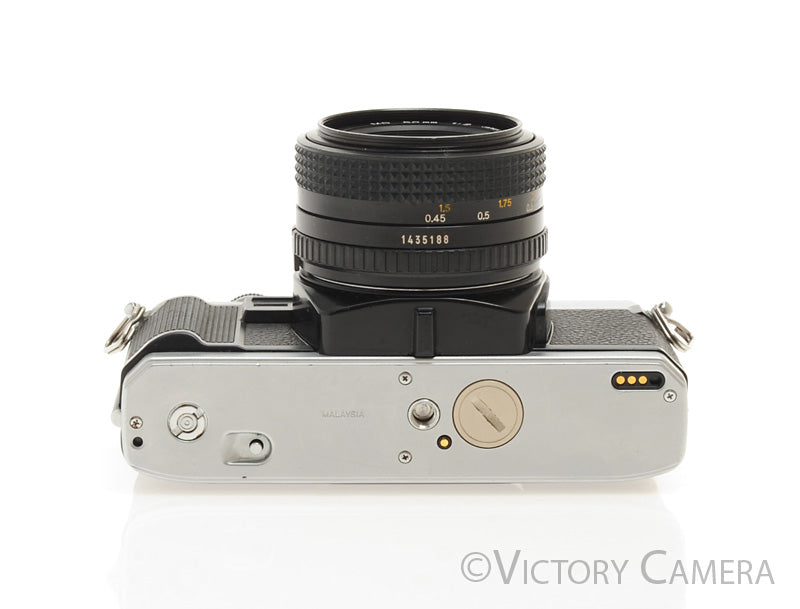 Minolta X-370 Chrome 35mm Manual Focus Camera w/ 50mm f2 Lens [EXC] - Victory Camera