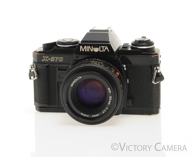 Minolta X-570 Black SLR Film Camera 50mm f1.7 Lens -New Seals- [EXC+] - Victory Camera