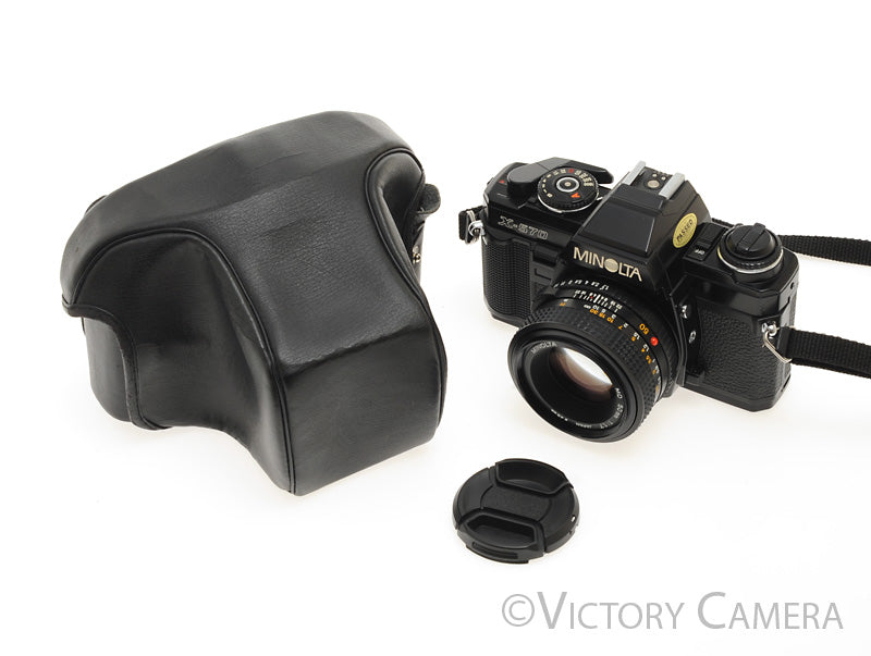 Minolta X-570 Black SLR Film Camera 50mm f1.7 Lens, Case -New Seals- [EXC+]
