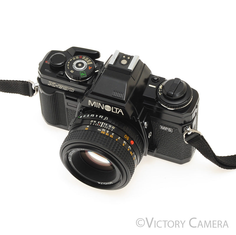Minolta X-700 X700 Black SLR Film Camera w/ 50mm f1.7 Lens -New Seals- [EXC+]