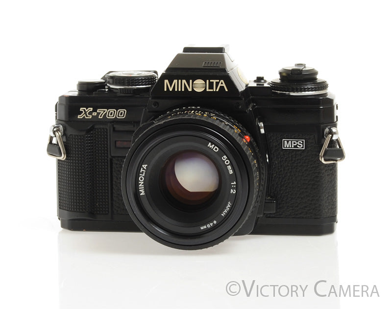 Minolta X-700 Black SLR Film Camera 50mm f2 Prime Lens -New Seals- [EXC+] - Victory Camera