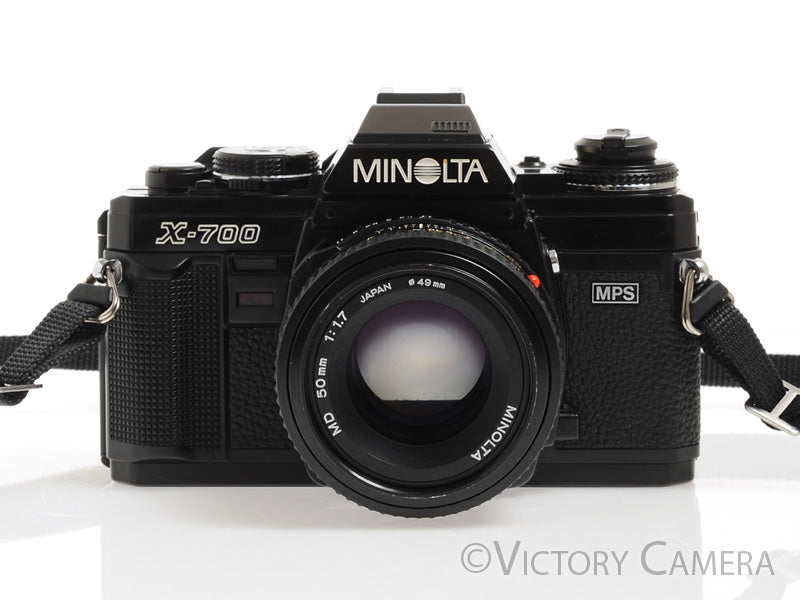 Minolta X-700 X700 Black SLR Film Camera w/ 50mm f1.7 Prime Lens -Clea