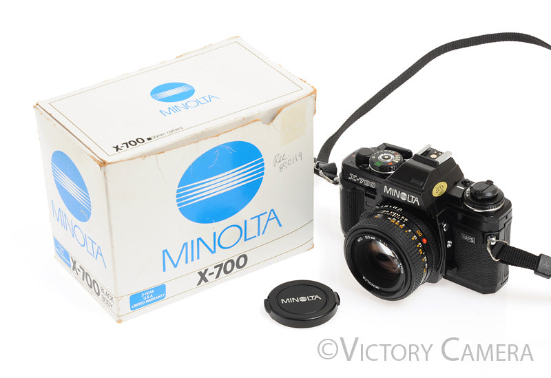 Minolta X-700 X700 Black SLR Film Camera w/ 50mm f1.7 Prime Lens -Clean- - Victory Camera