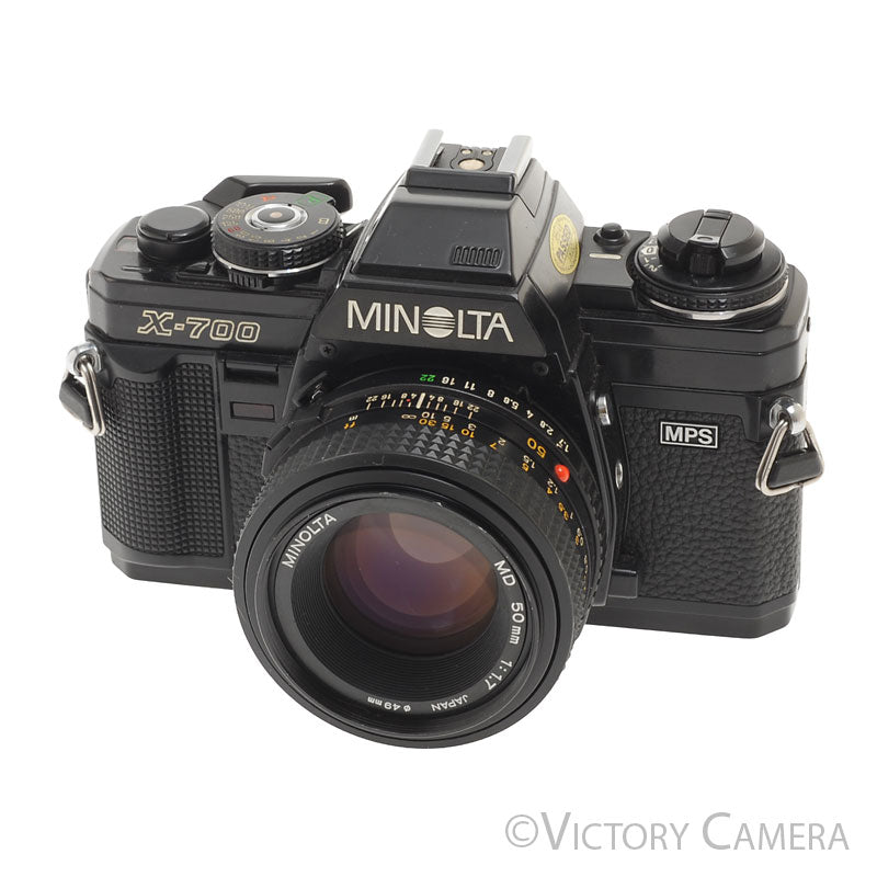 Minolta X-700 X700 Black 35mm SLR Film Camera w/ 50mm f1.7 Lens [EXC]