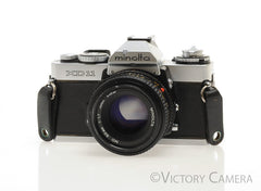 Minolta XD11 XD-11 Chrome 35mm Camera w/ 50mm f1.7 Lens -New Seals- [E
