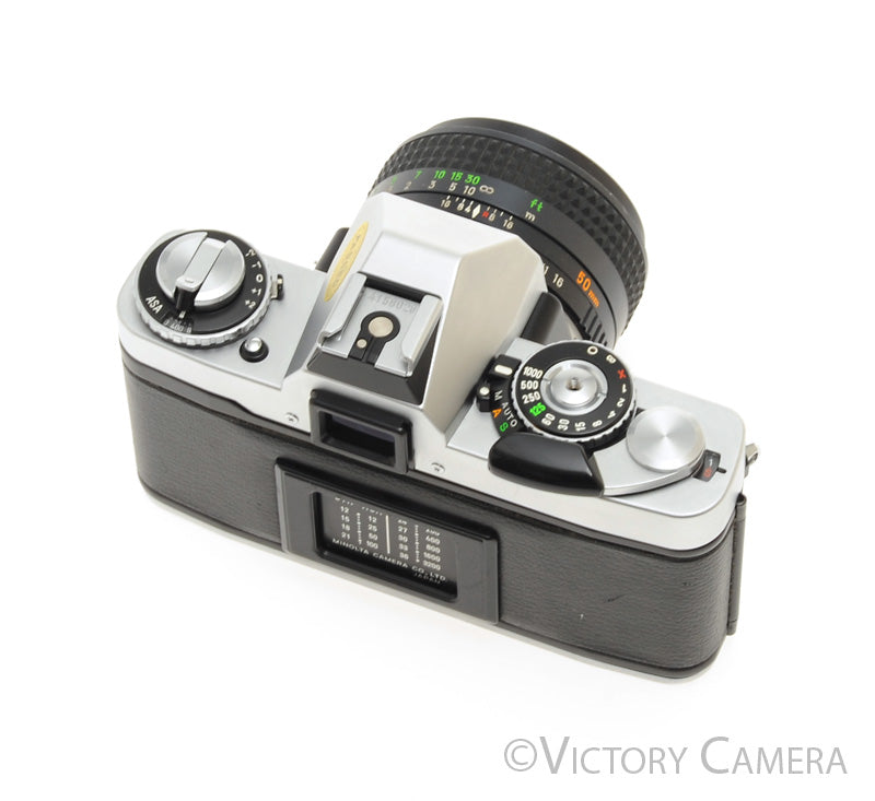 Minolta XD5 XD-5 Chrome 35mm Camera w/ 50mm f1.7 Lens -New Seals- [EXC]