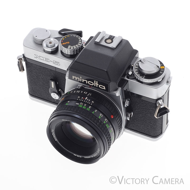 Minolta XE-5 XE5 Chrome 35mm Camera w/ 50mm f1.7 Lens  [EXC+] - Victory Camera