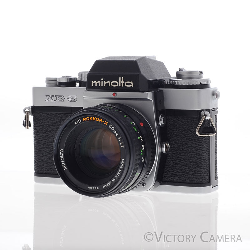 Minolta XE-5 XE5 Chrome 35mm Camera w/ 50mm f1.7 Lens  [EXC+] - Victory Camera