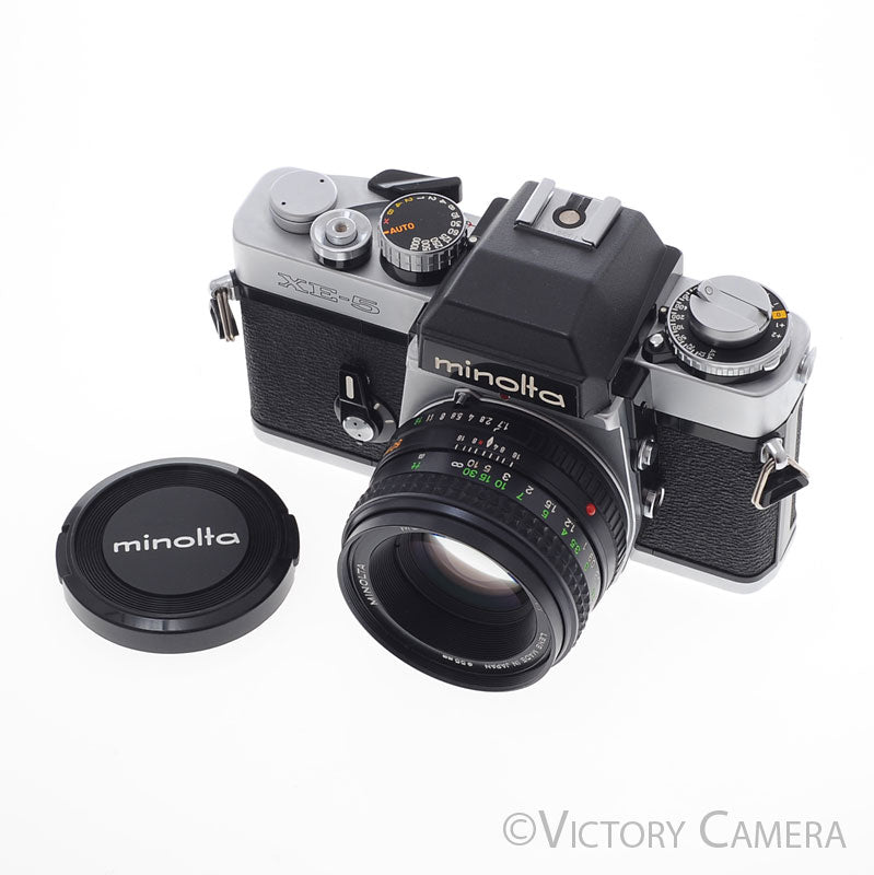Minolta XE-5 XE5 Chrome 35mm Camera w/ 50mm f1.7 Lens  [EXC+] - Victory Camera