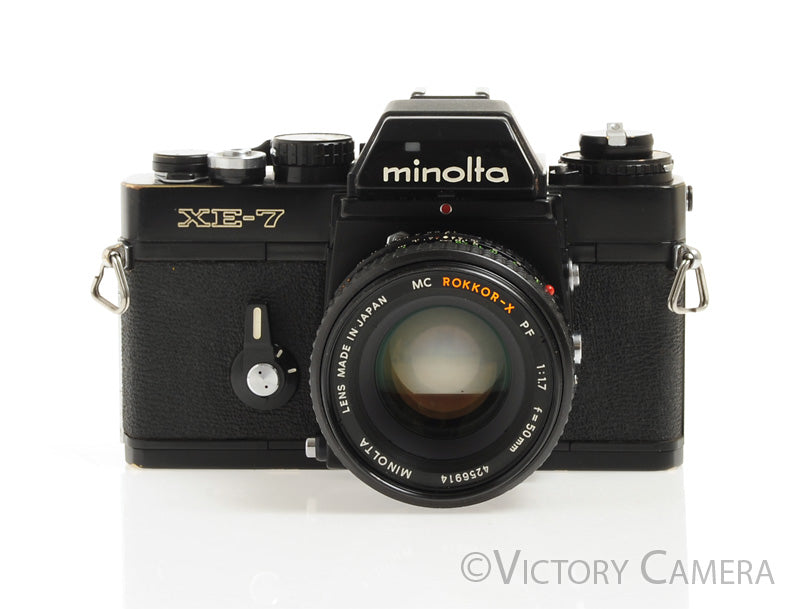 Minolta XE-7 XE7 Black 35mm Camera w/ Rokkor-X 50mm f1.7 Lens [EXC]