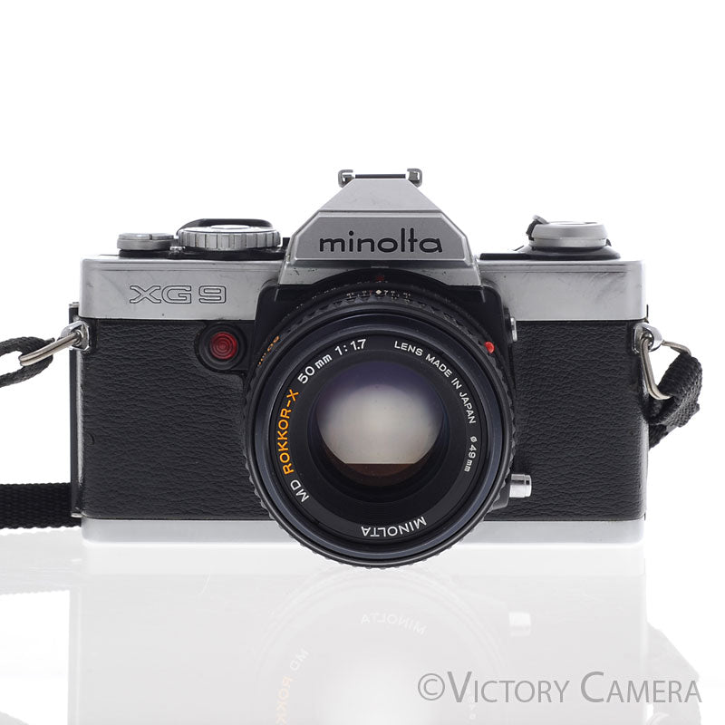 Minolta XG-9 XG9 Chrome 35mm Camera w/ 50mm f1.7 Lens -New Seals- [EXC] - Victory Camera