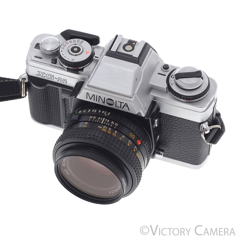 Minolta XG-M Chrome SLR Film Camera w/ 50mm f2 Prime Lens [EXC+]