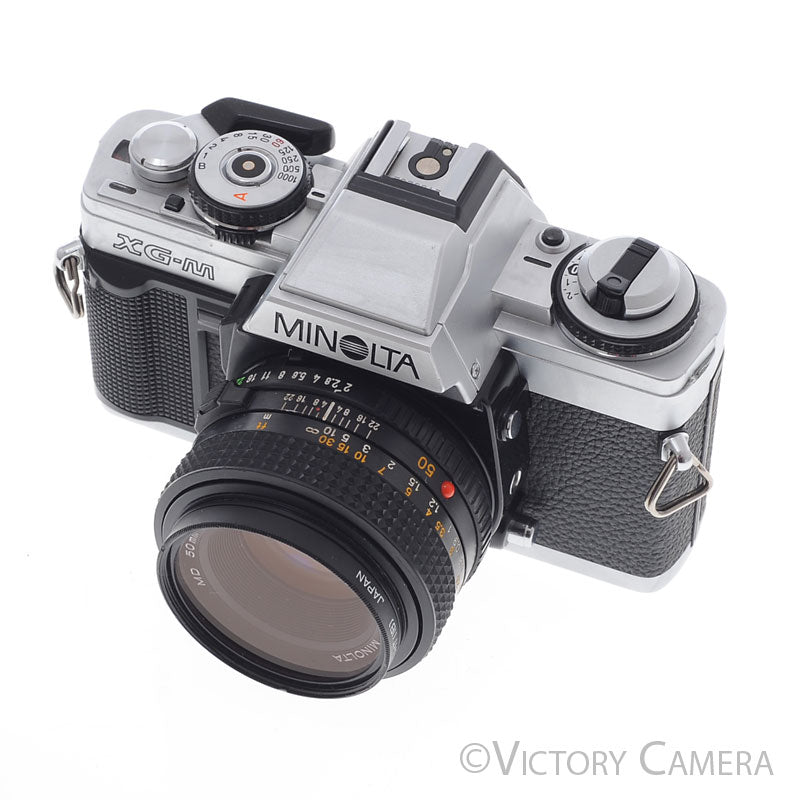 Minolta XG-M Chrome SLR Film Camera w/ 50mm f2 Prime Lens [EXC+] - Victory Camera