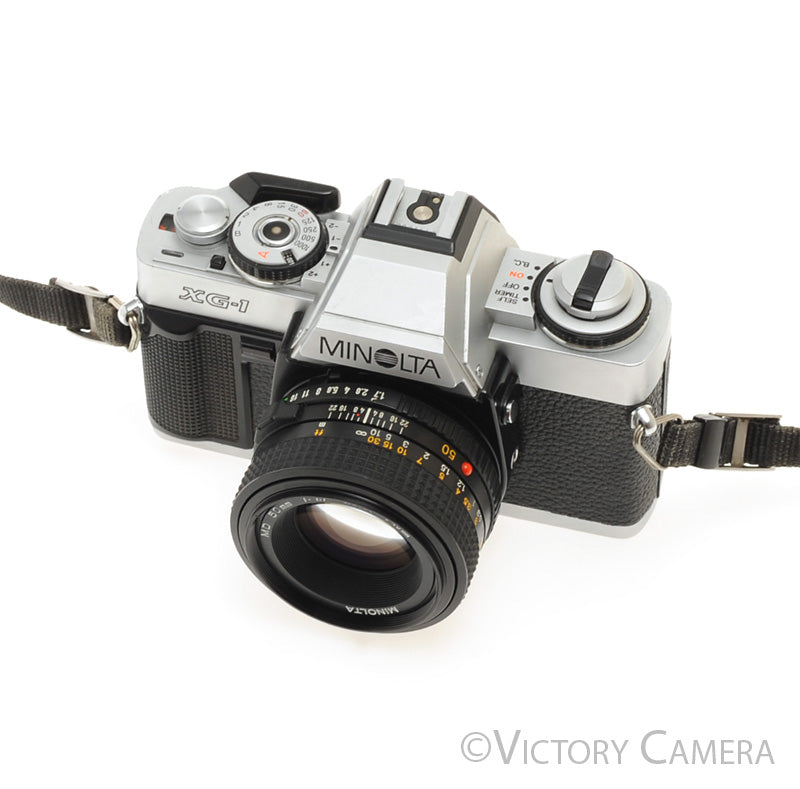 Minolta XG1 Chrome 35mm Camera w/ MD 50mm f1.7 Lens [EXC] - Victory Camera
