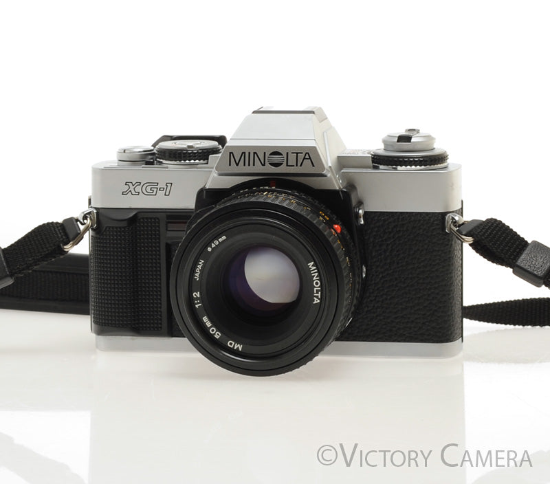 Minolta XG1 Chrome 35mm Camera w/ MD 50mm f2 Lens -New Seals- [EXC-] - Victory Camera