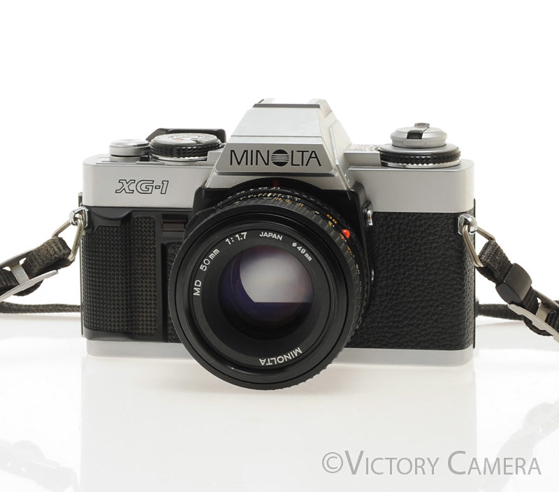 Minolta XG1 Chrome 35mm Camera w/ MD 50mm f1.7 Lens [EXC] - Victory Camera