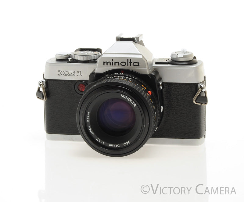 Minolta XG1 Chrome 35mm Camera w/ MD 50mm f1.7 Lens [EXC+] - Victory Camera