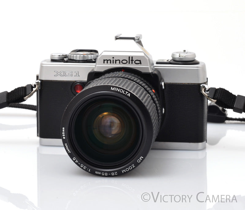 Minolta XG1 Chrome 35mm Camera w/ MD 28-85mm f3.5-4.5 Lens [EXC]