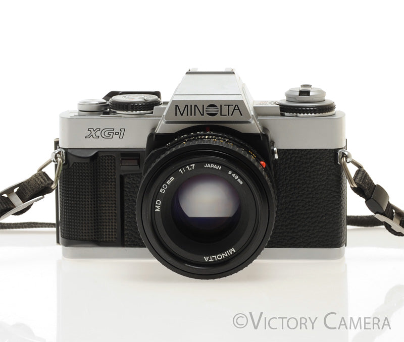 Minolta XG1 Chrome 35mm Camera w/ MD 50mm f1.7 Lens [EXC] - Victory Camera