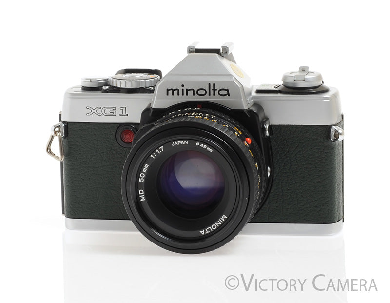 Minolta XG-1 XG1 Chrome & Green 35mm Camera w/ MD 50mm f1.7 Lens -New Seals- - Victory Camera