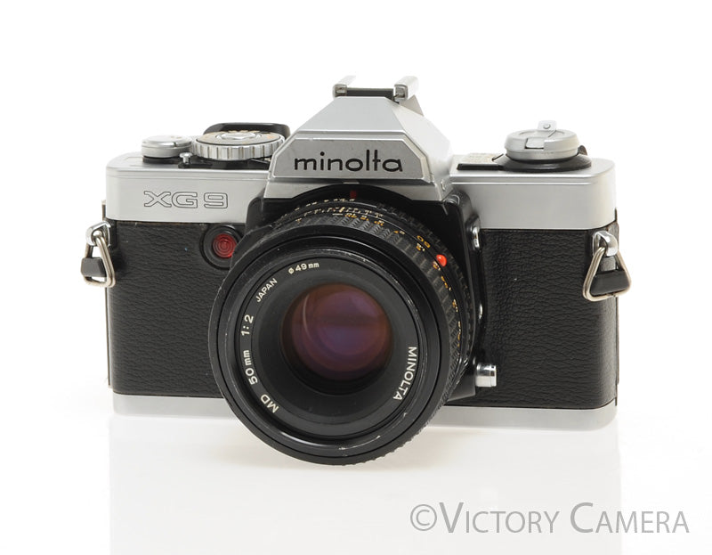 Minolta XG9 Chrome 35mm Camera w/ 50mm f2 Lens -New Seals- [EXC-] - Victory Camera