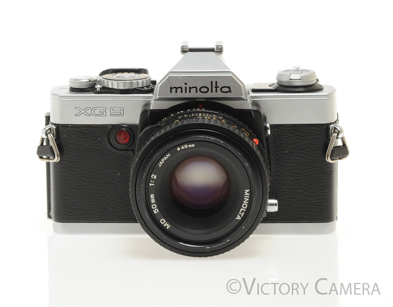 Minolta XG9 Chrome 35mm Camera w/ 50mm f2 Lens -New Seals- [EXC-] - Victory Camera