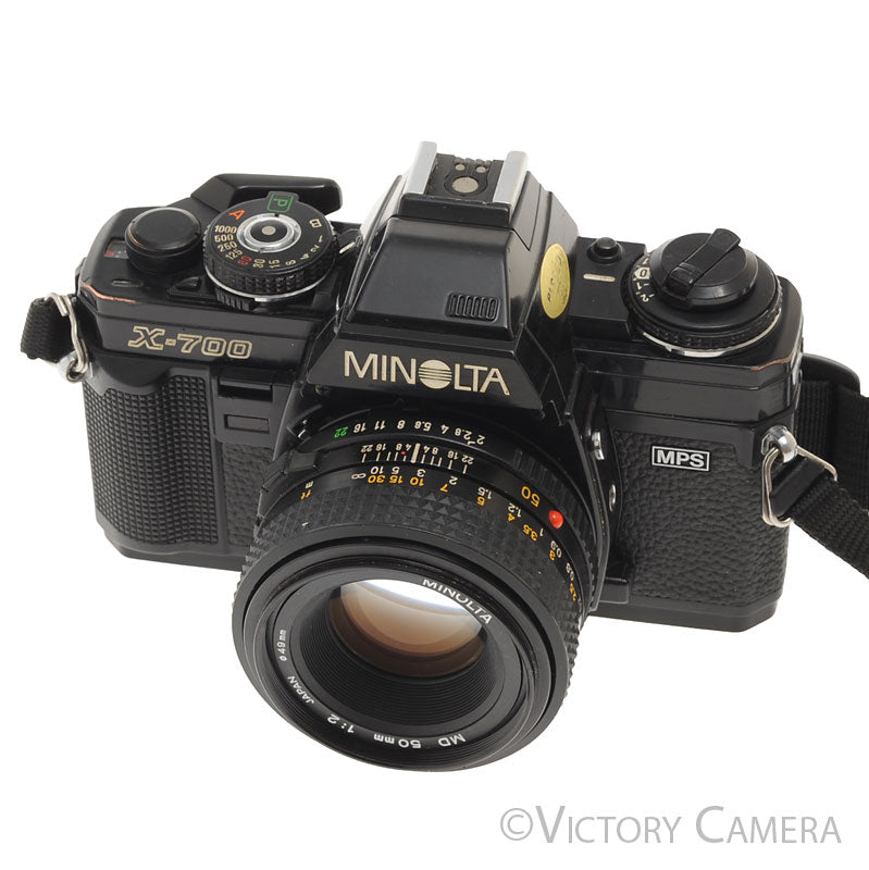 Minolta X-700 X700 Black 35mm SLR Film Camera w/ 50mm f2 Lens  [EXC] - Victory Camera