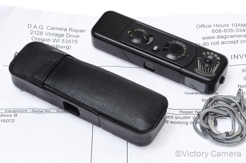 Minox B Black Subminiature Spy Camera w/ 15mm f3.5 Lens -DAG CLA- [EXC+] - Victory Camera