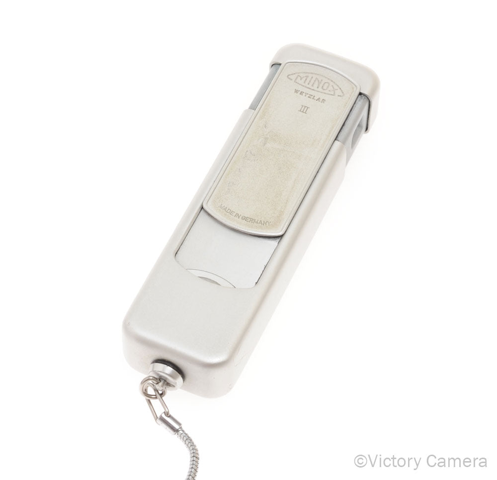 Minox III Chrome Subminiature Spy Camera With Case and Chain [EXC] - Victory Camera
