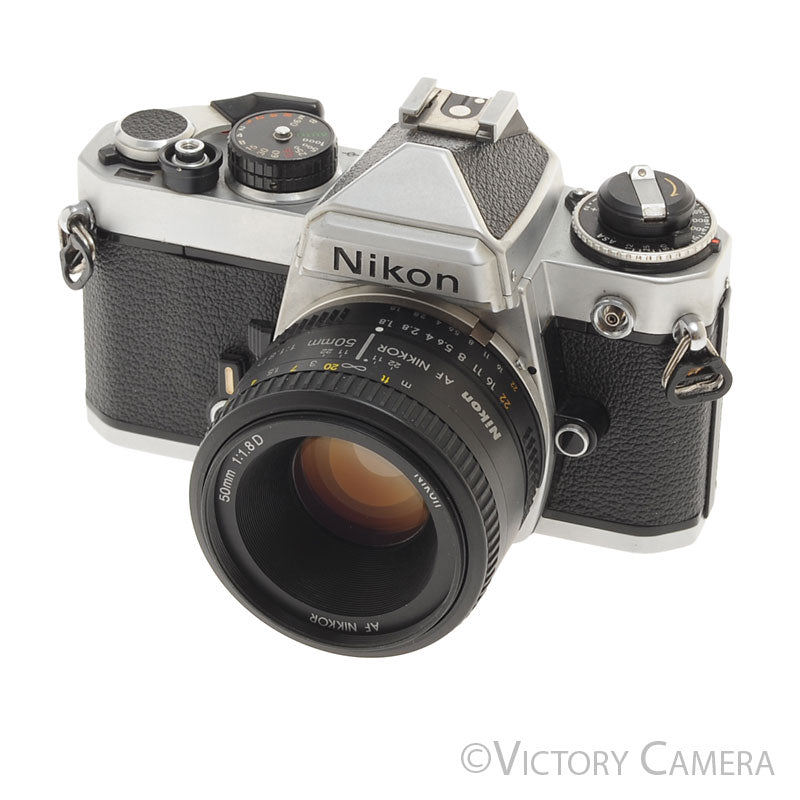 Nikon FE Chrome 35mm Film Camera 50mm F1.8 Lens [EXC] - Victory Camera