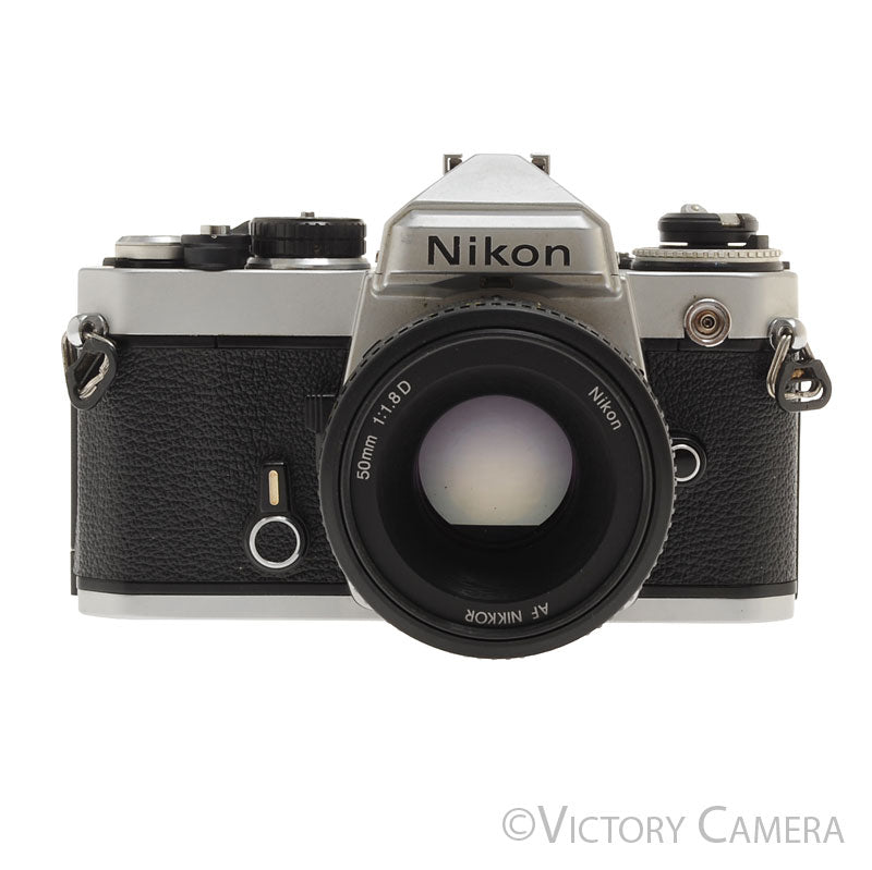 Nikon FE Chrome 35mm Film Camera 50mm F1.8 Lens [EXC] - Victory Camera