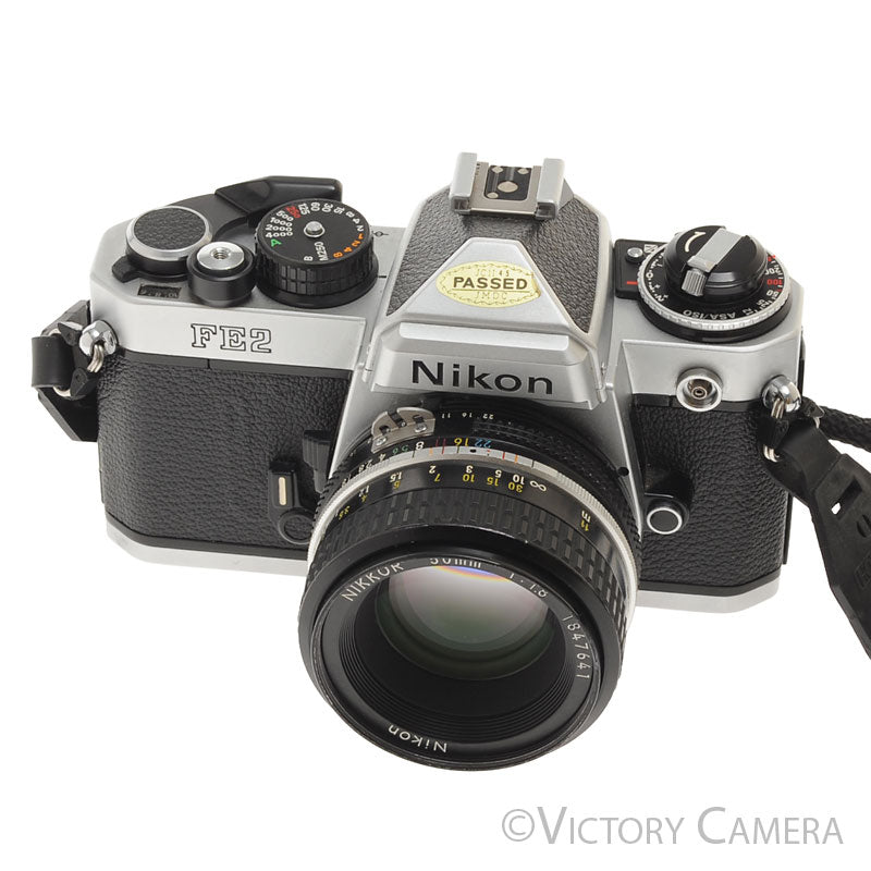 Nikon FE-2 FE2 Chrome 35mm Camera with 50mm f1.8 AI Lens [EXC] - Victory Camera