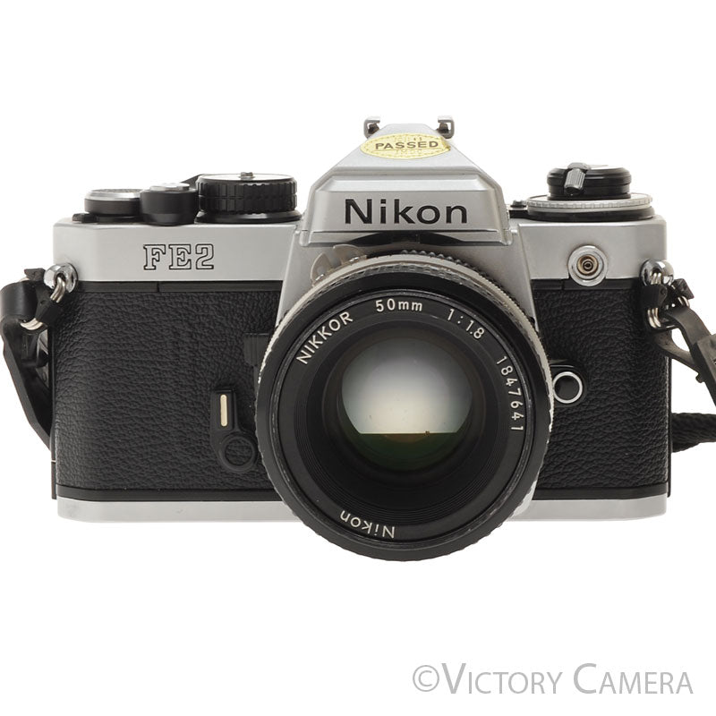 Nikon FE-2 FE2 Chrome 35mm Camera with 50mm f1.8 AI Lens [EXC] - Victory Camera
