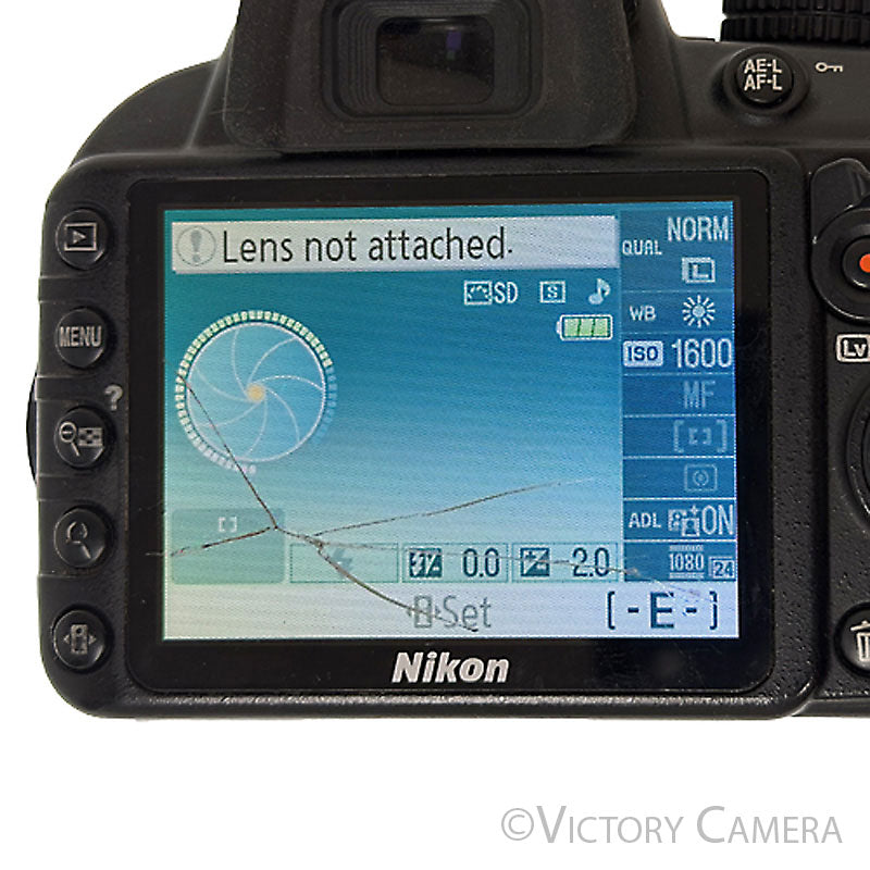 Nikon D3100 14.2MP Digital Camera Body -Cracked LCD- [BAR] - Victory Camera