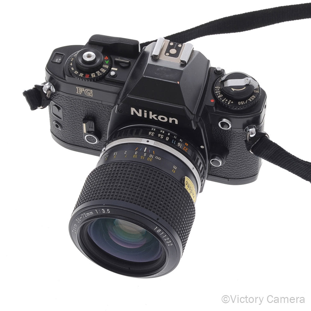 Nikon FG Black Camera w/ 43-86mm Zoom Lens -New Seals-  [EXC] - Victory Camera