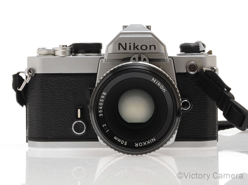 Nikon FM Chrome 35mm Film Camera w/ 50mm f2 AI Lens [EXC]