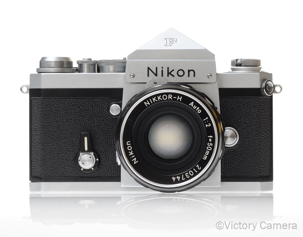 Nikon F Chrome 35mm SLR Camera w/ 50mm f2 Lens, Eye Level Finder [EXC] - Victory Camera