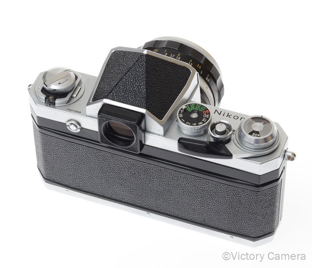 Nikon F Chrome 35mm SLR Camera w/ 50mm f2 Lens, Eye Level Finder [EXC] - Victory Camera