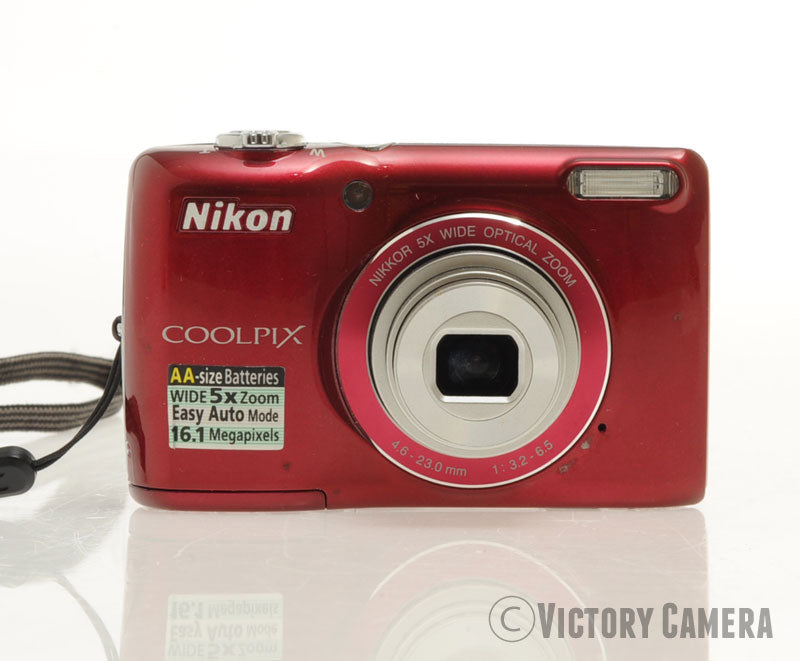 Nikon CoolPix L26 16.1MP Red Digital Point & Shoot Camera [EXC-] - Victory Camera