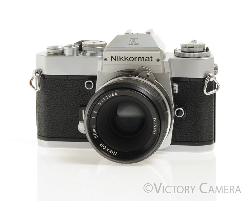 Nikon Nikkormat EL Chrome 35mm Camera w/ 50mm f2 Lens -New Seals- [EXC] - Victory Camera