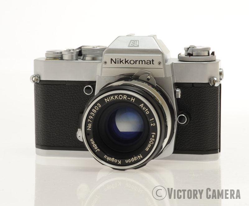 Nikon Nikkormat EL Chrome 35mm Camera w/ 50mm f2 Lens -New Seals-  [EXC-]