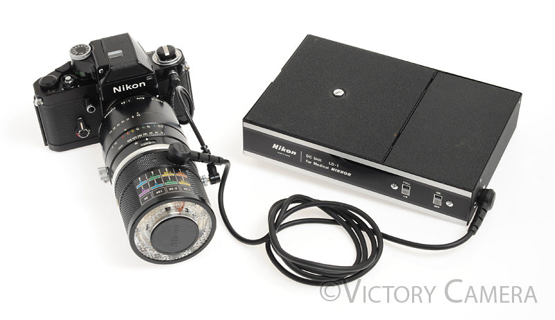 Nikon F2 w/ Rare 200mm f5.6 Macro Medical Lens + LD-1 DC Unit [EXC+] - Victory Camera