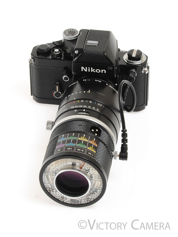Nikon F2 w/ Rare 200mm f5.6 Macro Medical Lens + LD-1 DC Unit [EXC+] - Victory Camera