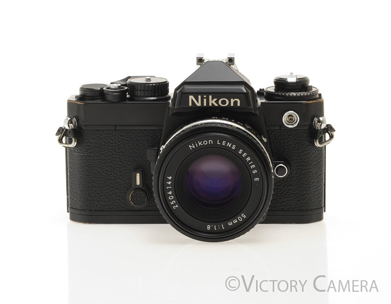 Nikon FE Black 35mm Film SLR Camera 50mm f1.8 Lens -New Seals- [EXC] - Victory Camera