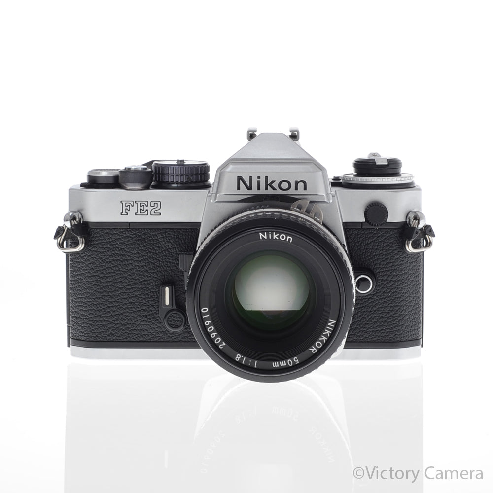 Nikon FE-2 FE2 Black 35mm Camera with 50mm f1.8 AI-s Lens [EXC+] image 1