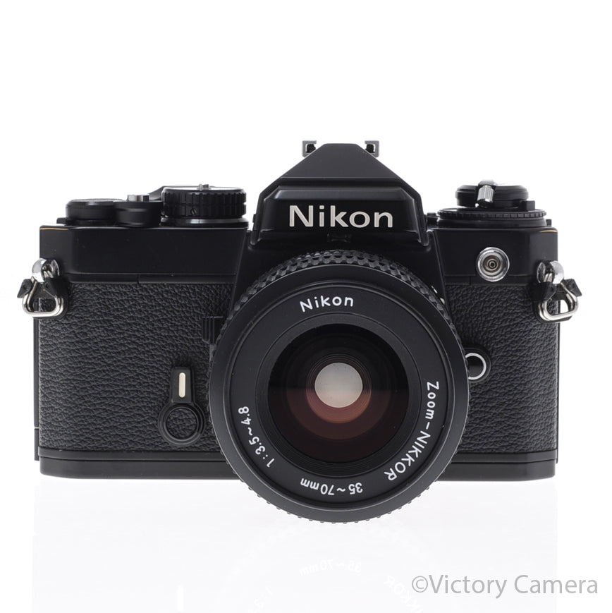 Nikon FE Black 35mm Film Camera with 35-70mm Zoom Lens [EXC+] - Victory Camera