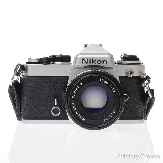 Nikon FE Chrome 35mm Film Camera 50mm f1.8 Lens [EXC+] image 1