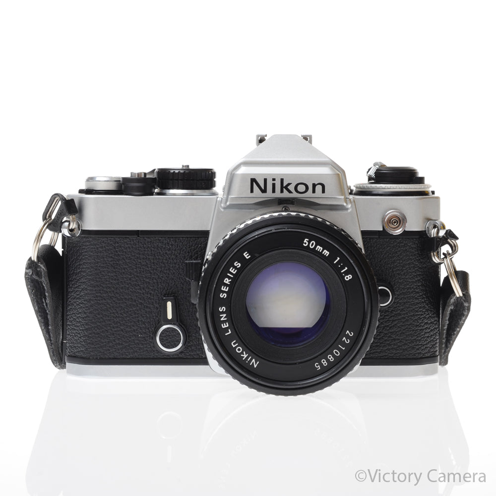 Nikon FE Chrome 35mm Film Camera 50mm f1.8 Lens [EXC+] - Victory Camera