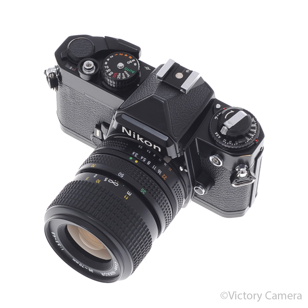 Nikon FE Black 35mm Film Camera with 35-70mm Zoom Lens [EXC+] - Victory Camera