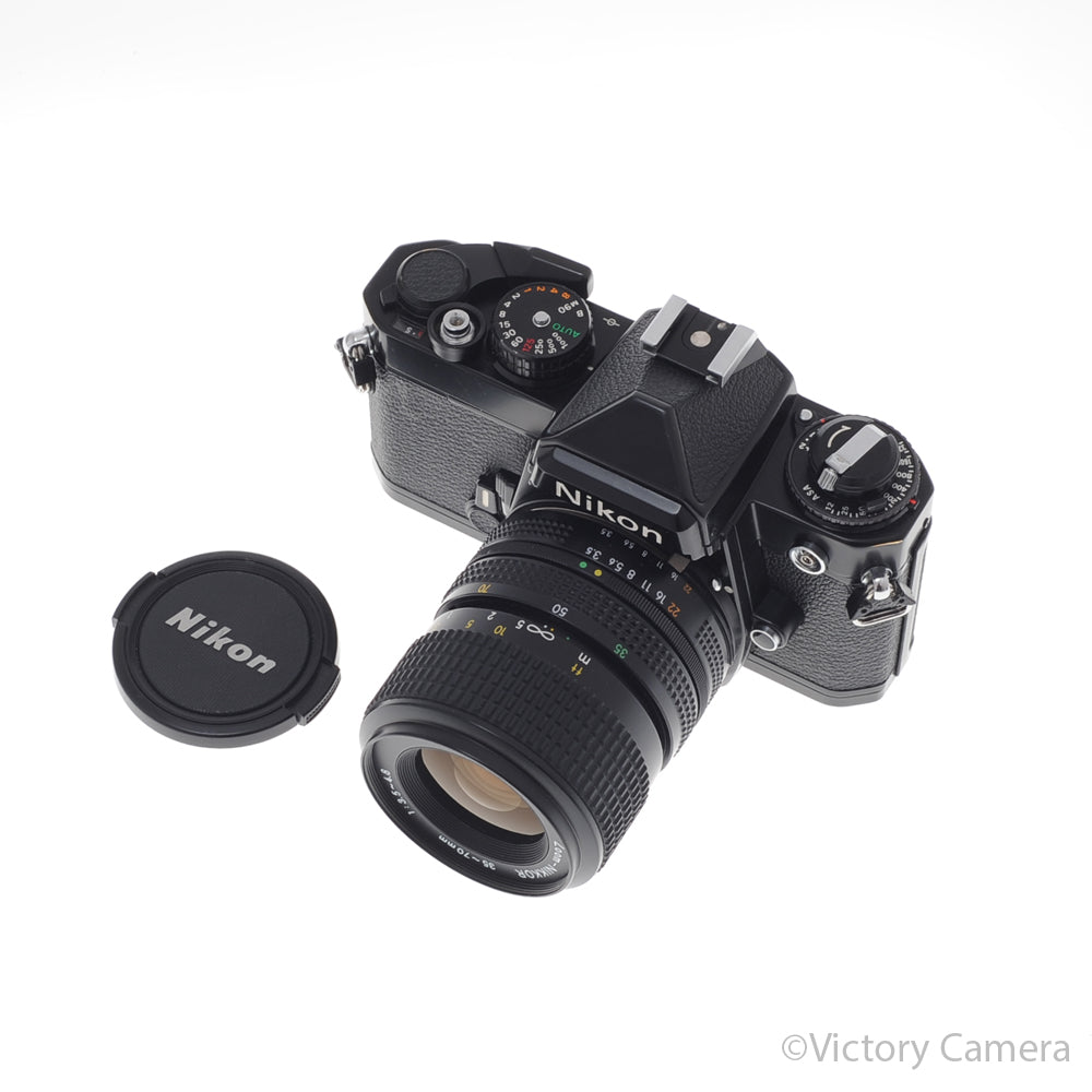 Nikon FE Black 35mm Film Camera with 35-70mm Zoom Lens [EXC+] - Victory Camera